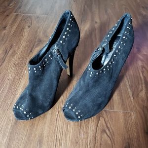 Saks fifth Avenue black boots heels studs